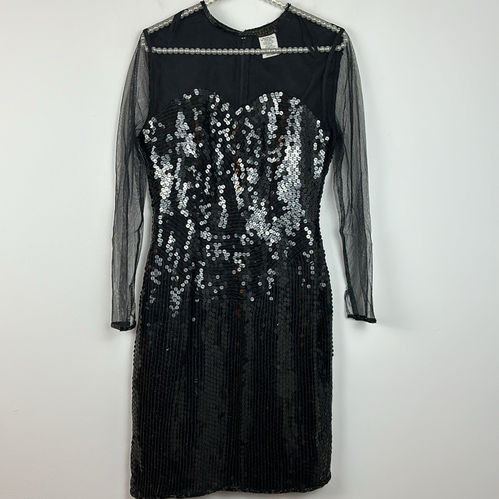 VINTAGE Eve's Allure Beaded Silk Evening Dress SIZE S
